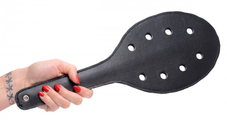 bdsm paddel rund gelocht kunstleder 40cm 9032